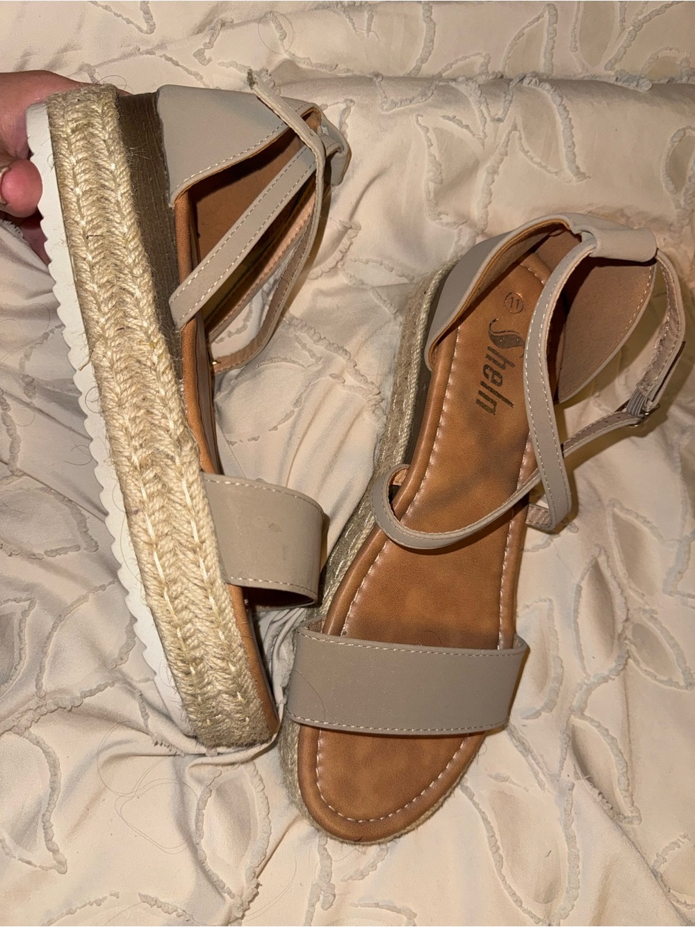 Beige Espadrille Platform Sandals - Women